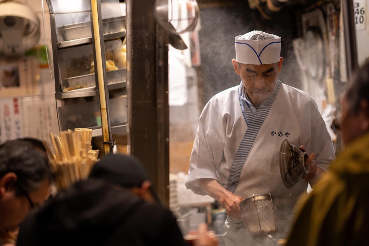 Chef cooking in a commercial kitchen